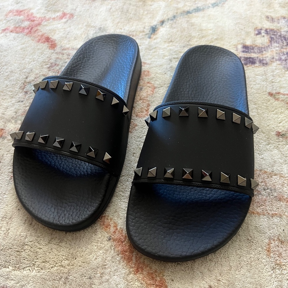 Valentino Rockstud Rubber Slider Sandal